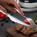 Konco HQ Stainless Steel Steak Knives Cutlery Western Style Table Dinnerware Set Serrated Blade Tableware Dinner Knife