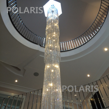 Staircase Chandelier Large Big Crystal Bead Chandelier LED Crystal Chains Pendant Hanging Light Home Villa Lighting D55cm H600cm