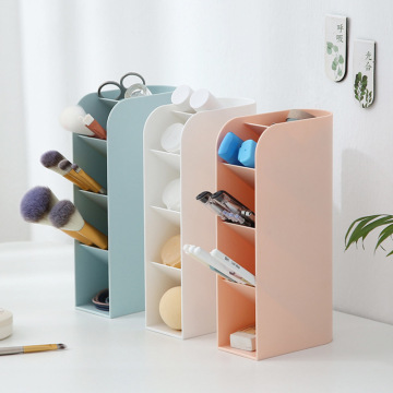 Multifunctional Inclined Pen Holder Plastic Desktop Makeup Brush Storage Box Lipsticks Pencil Container For Desk Office