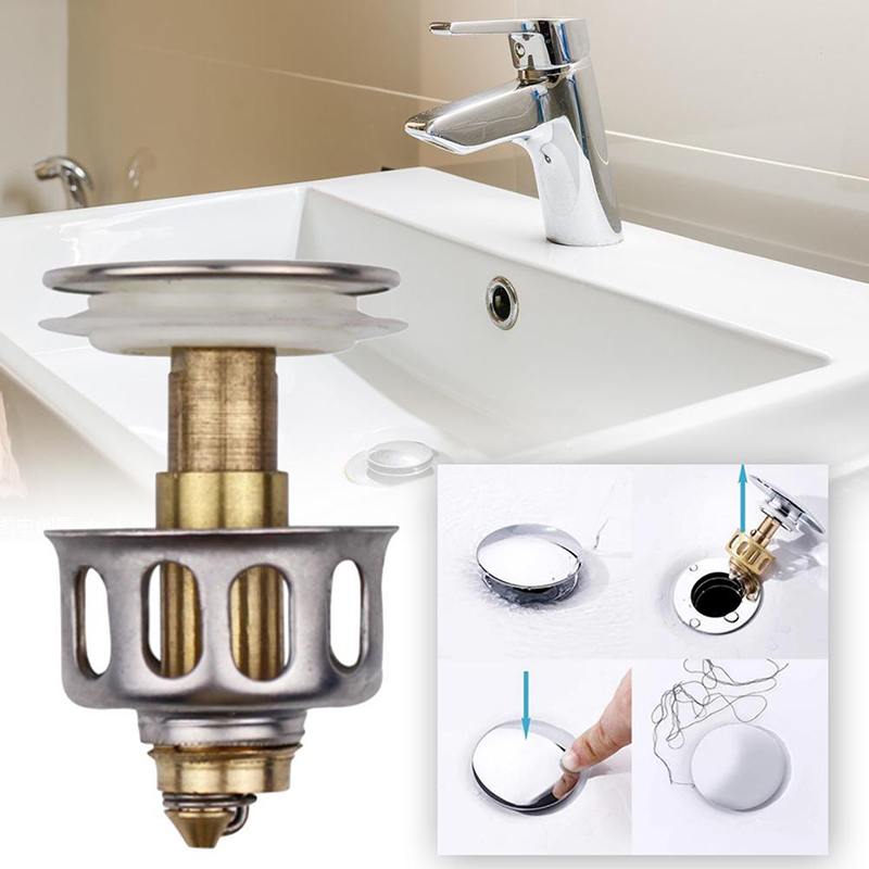 1PC Universal Wash Basin Bounce Drain Filter Sink Drain Vanity Stopper Kitchen Bathroom Accessories Plug Trap Hair Catcher