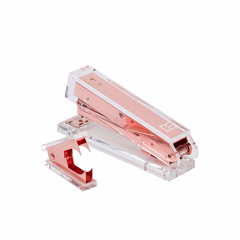 Rose Gold Acrylic Stapler Staple Remover office accessories stationery supplies