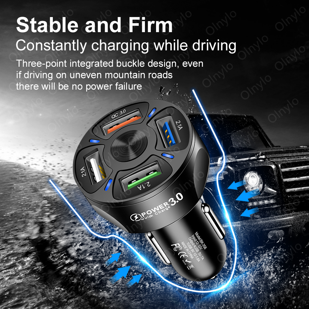 Car Chargers 4 Ports Quick Charge 3.0 For iphone12 pro max 11Huawei Mobile Phone Fast Charging Adapter QC 3.0 Car-Charger in Car