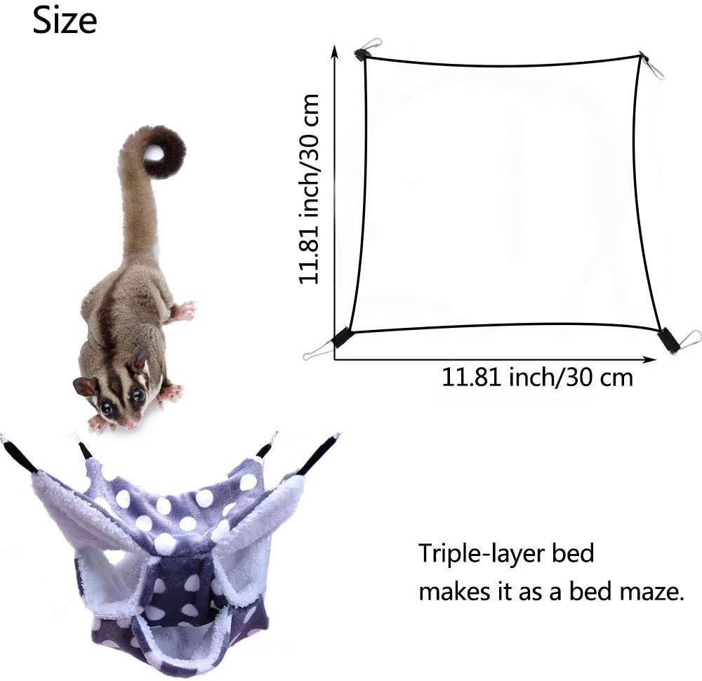 3Colors Universal Small Pet Cage Mini Animal Hammock Hanging Swing Hamster House Bed Fleece Rodent/Guinea Pig/Rat/Hedgehog