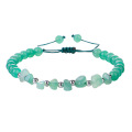 6mm Gemstone Round Beads With Crystal Chips Woven Adjustable Bracelet for Men Women