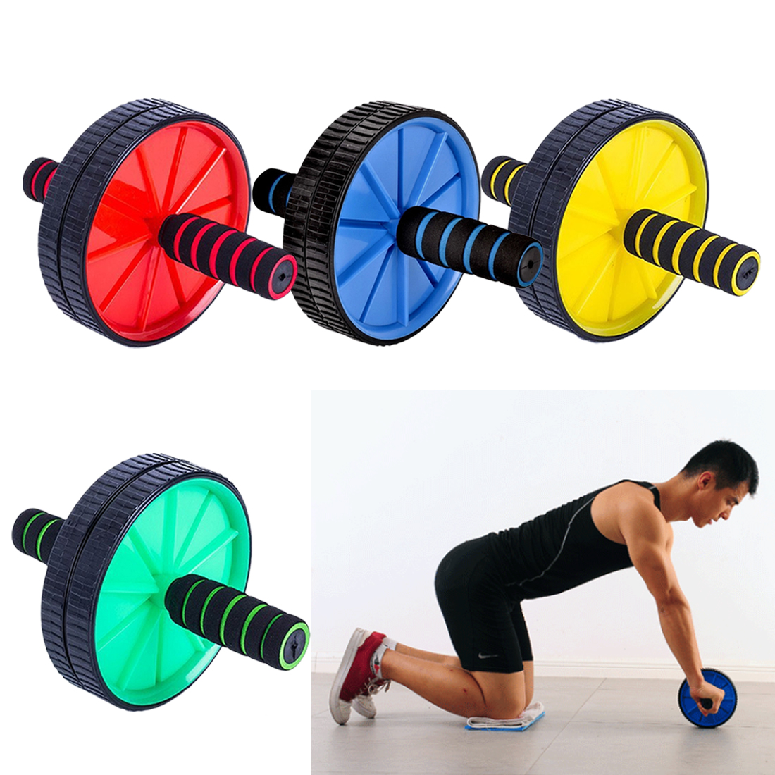 Professional Double-wheeled Updated Ab Abdominal Press Wheel Rollers Crossfit Gym Exercise Equipment for Body Building Fitness