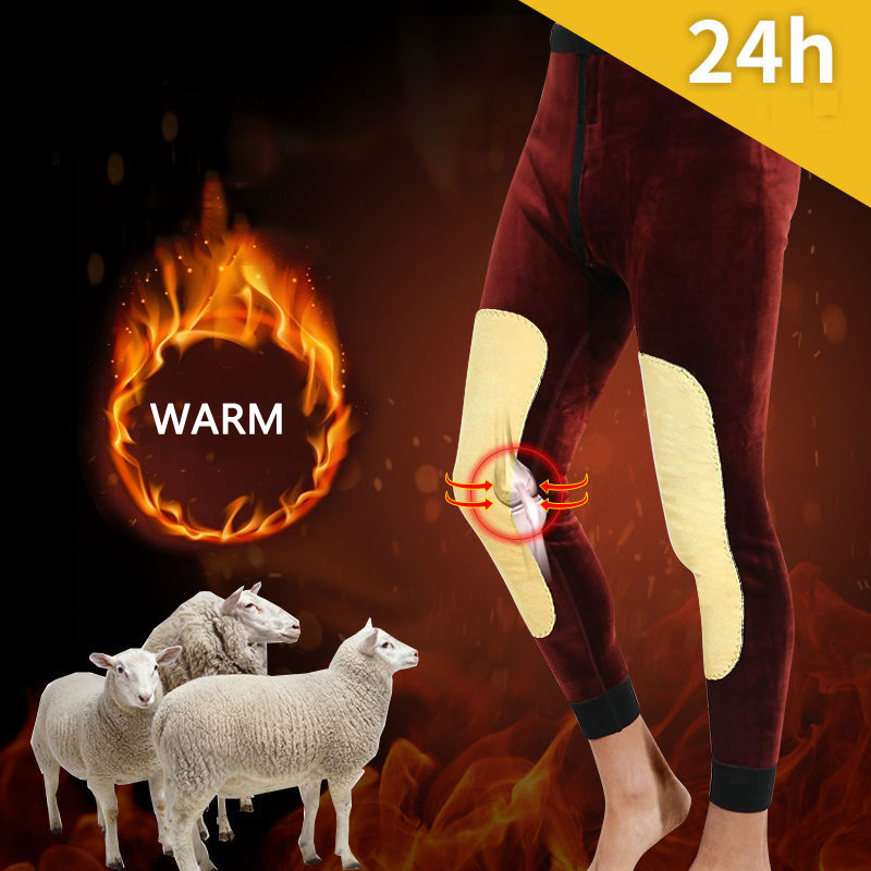 Winter Warm Mens Long Johns Thick Thermal Underwear Men Leggings Thermos Pants Male Wool Knee Men's Warm Pants Plus Size 3XL