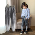 6-16 Years Kids Girls Jeans 2020 Spring Fall Casual Slim Long Trousers Big Girls Fashion Elastic Waist Letter Print Denim Pants