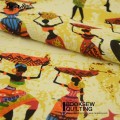 Booksew African Ankara Fabric Floral Zakka for Bag Curtain Cotton Linen Fabric Sewing Material Beige Print Telas Por Metro