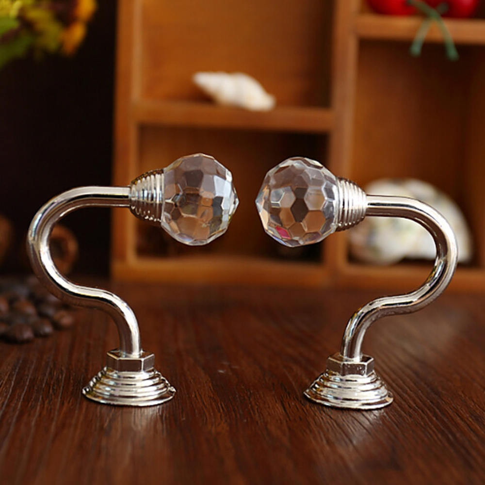 1 Pair(2PCS) Retro Metal Crystal Ball Curtain Hooks Wall Decorative Tieback Hooks Hanger Holder Curtain Hanging Accessory Hooks