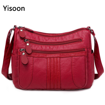 Women Messenger Bag Purse Female Casual Handbags Multi-layer PU Soft Leather Bag Women Shoulder Bag