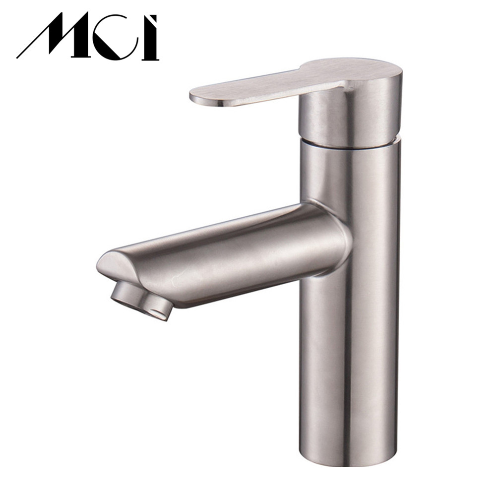 Bathroom Faucet Lead-free SUS304 Stainless Steel Brushed Water Mixer Sink Basin Tap Hot And Cold Water Torneira Bath Mixer Taps
