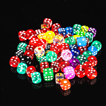 10PCS Table Games Dice 6 Sided Funny Toy Acrylic Round Corner Board Digital Portable Family Party Gambling Game Cubes 16mm