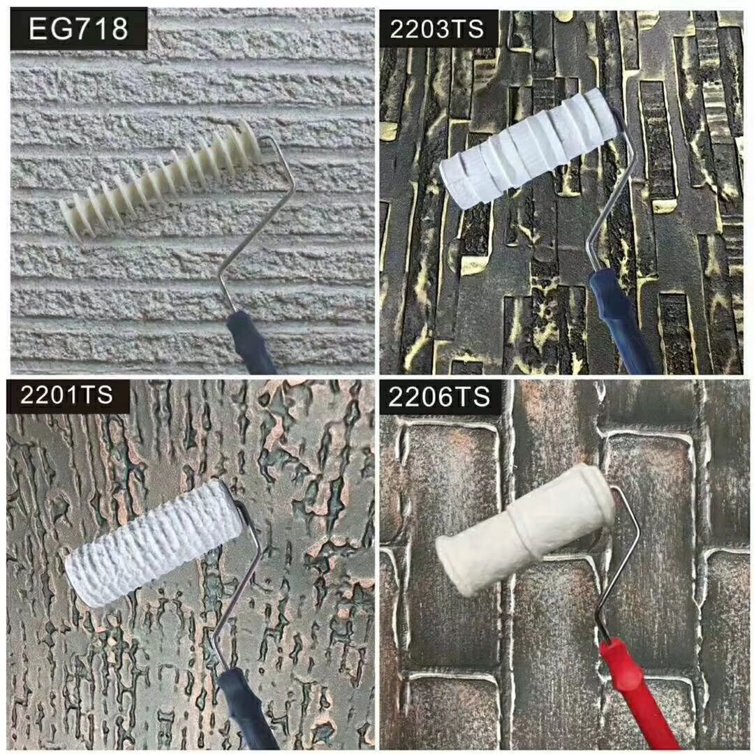 8 Inch Pattern Paint Roller Draw Rubber DIY Construction Tool Portable Embossing Cylinder Stamp Decorative Brush Imitate Stone