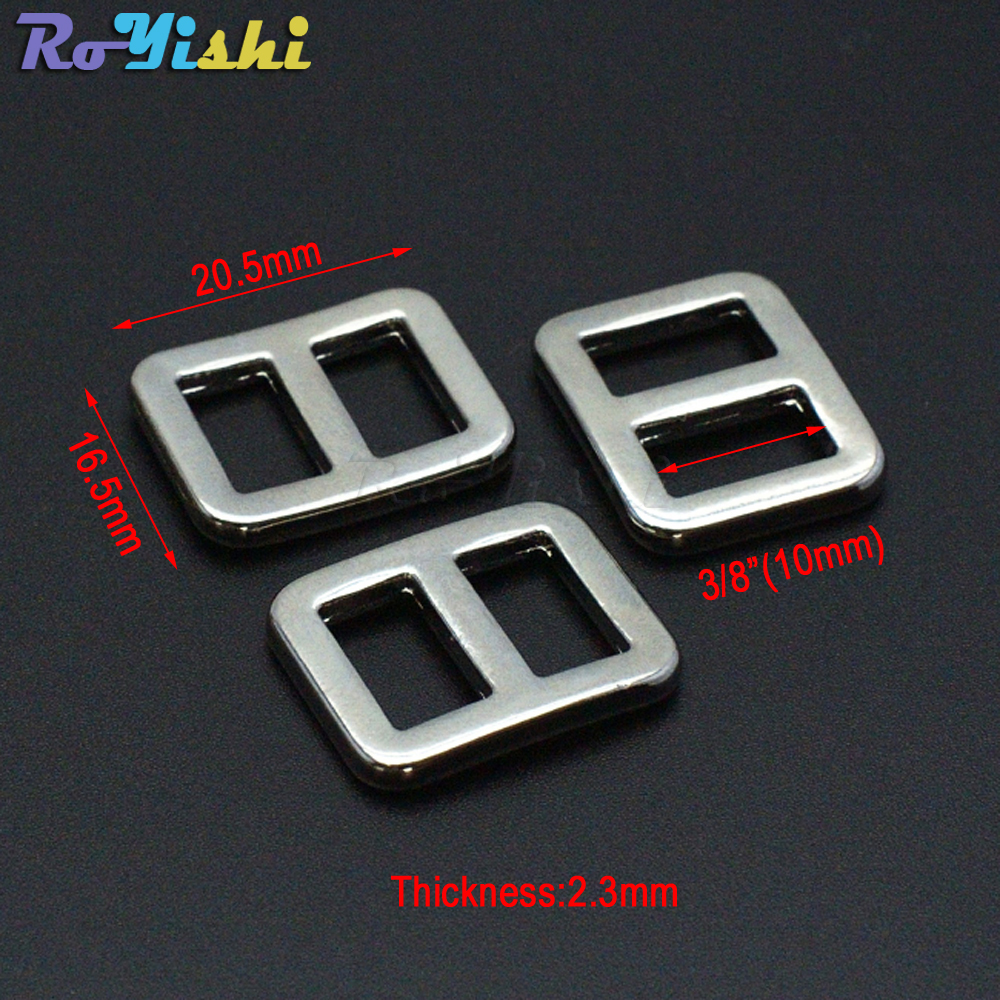 20pcs/pack 3/8" Metal Mix Colors Curve Tri-Glide Slider Adjustable Buckle for Bags Webbing 10mm