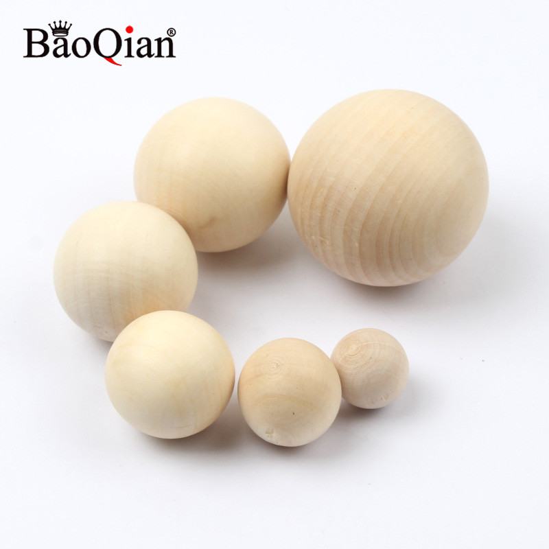 10-50mm Natural No Hole Wooden Beads Lead-free Wood Round Balls For Jewelry Making Diy Child Teething Eco-Friendly Wood Crafts