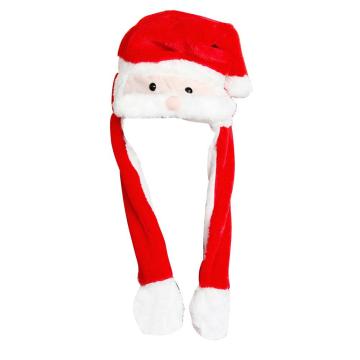 Santa Claus Deer Hat Ears Moving Hat Press Glow And Music Christmas Hat Cute Plush Safety Helmet Suitable For Children Woman