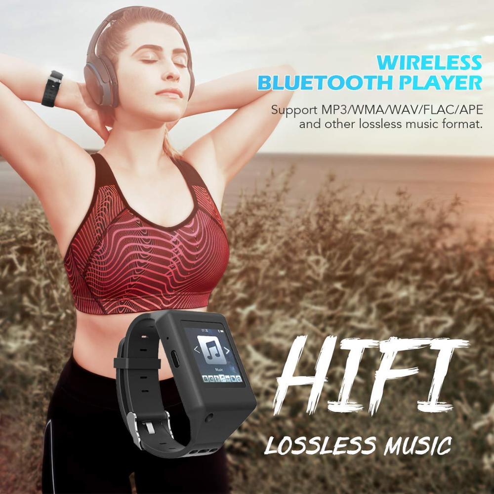 Mini Clip MP4 Player Bluetooth with 1.5 Inch Touch Screen Portable MP4 Music Player HiFi Metal Audio Player with FM for Running