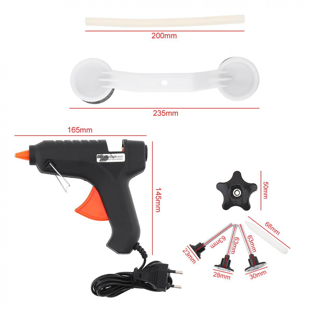 9pcs 220V Durable Bridge-type Car Door Body Pulling Paintless Reparation Device Removal Tool Kit with Glue Gun and Rubber Strip