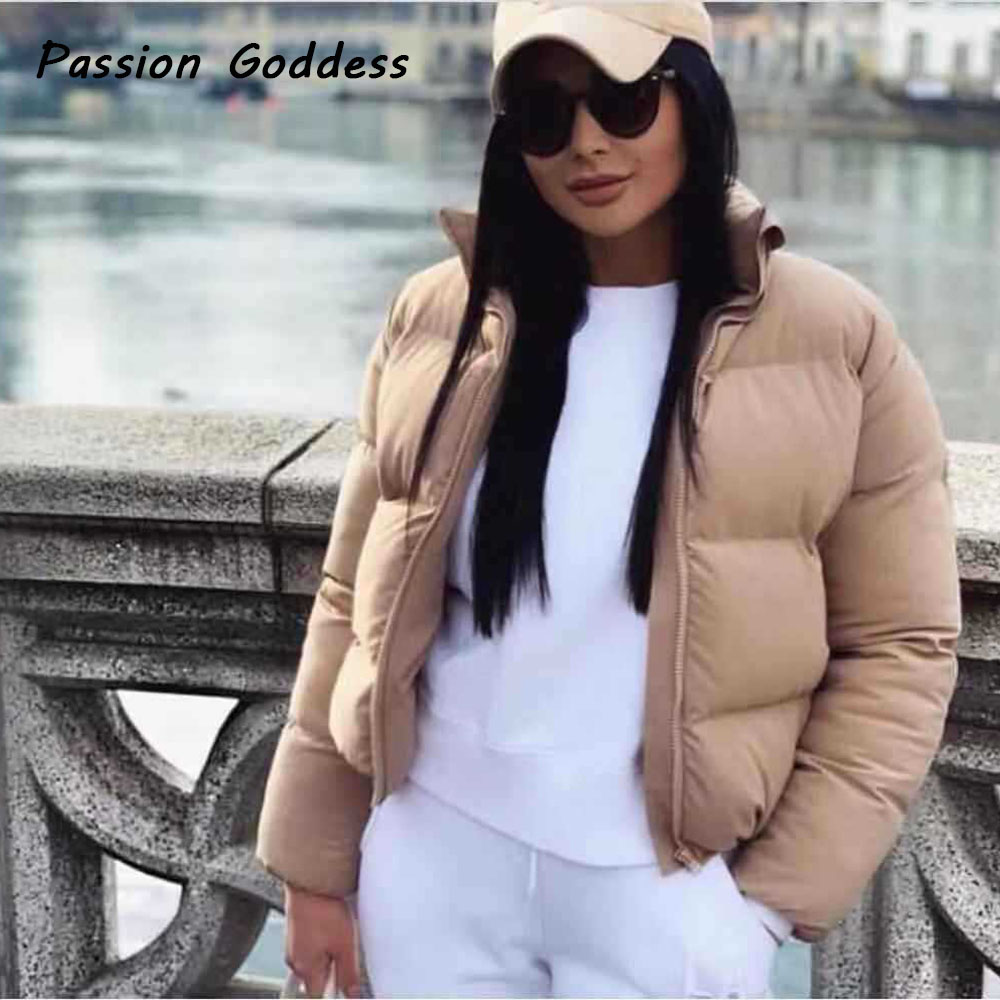 Fashion Women Bubble Coats Down Parka Puffer Cropped Jackets Coat Warm Outcoat Zipper Stand Collar Oversized Jacket Parkas Mujer