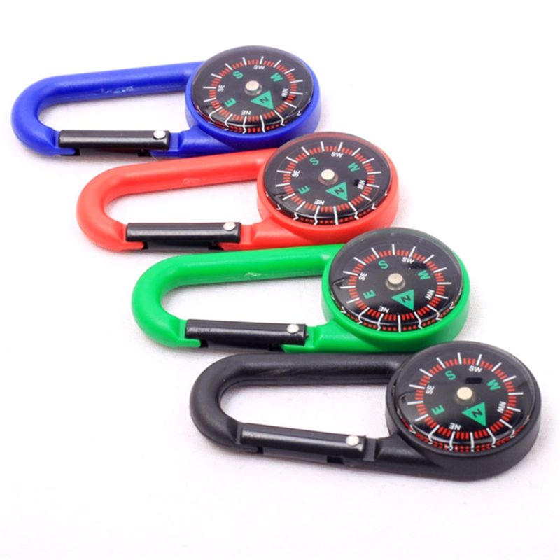 Sturdy Plastic Compass Carabiner Keychain Waterproof Pocket Size Key Ring Decor Outdoor Camping Gear Adventure Survival