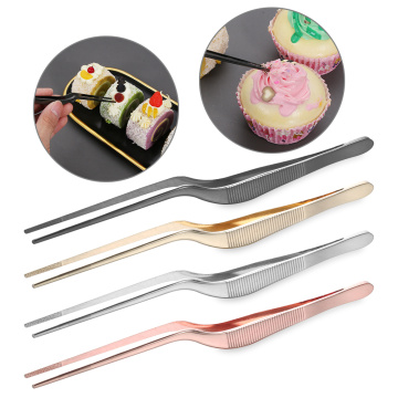 New 4color Stainless Steel Barbecue Tongs Seafood Tool Kitchen Wobble Plate Food Tweezer BBQ Clip Professional Chef Kitchen Tool