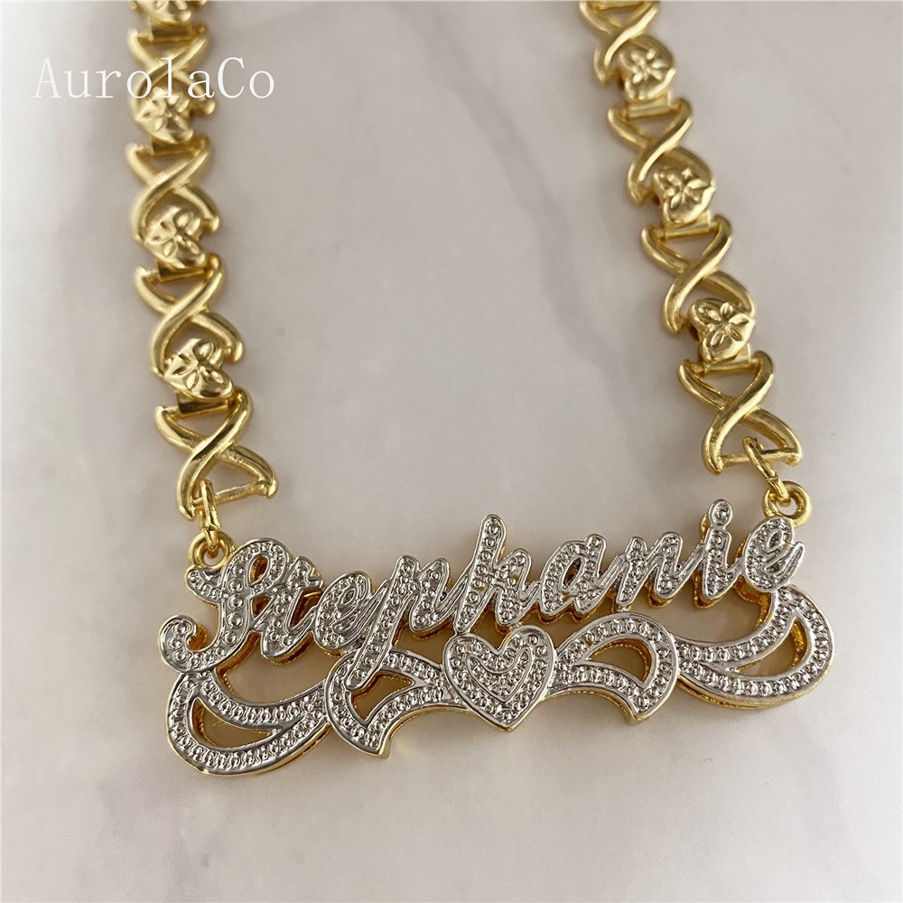 AurolaCo XOXO Customized Name Necklace Custom Name Necklace Personalized XOXO Necklace Gift for Women