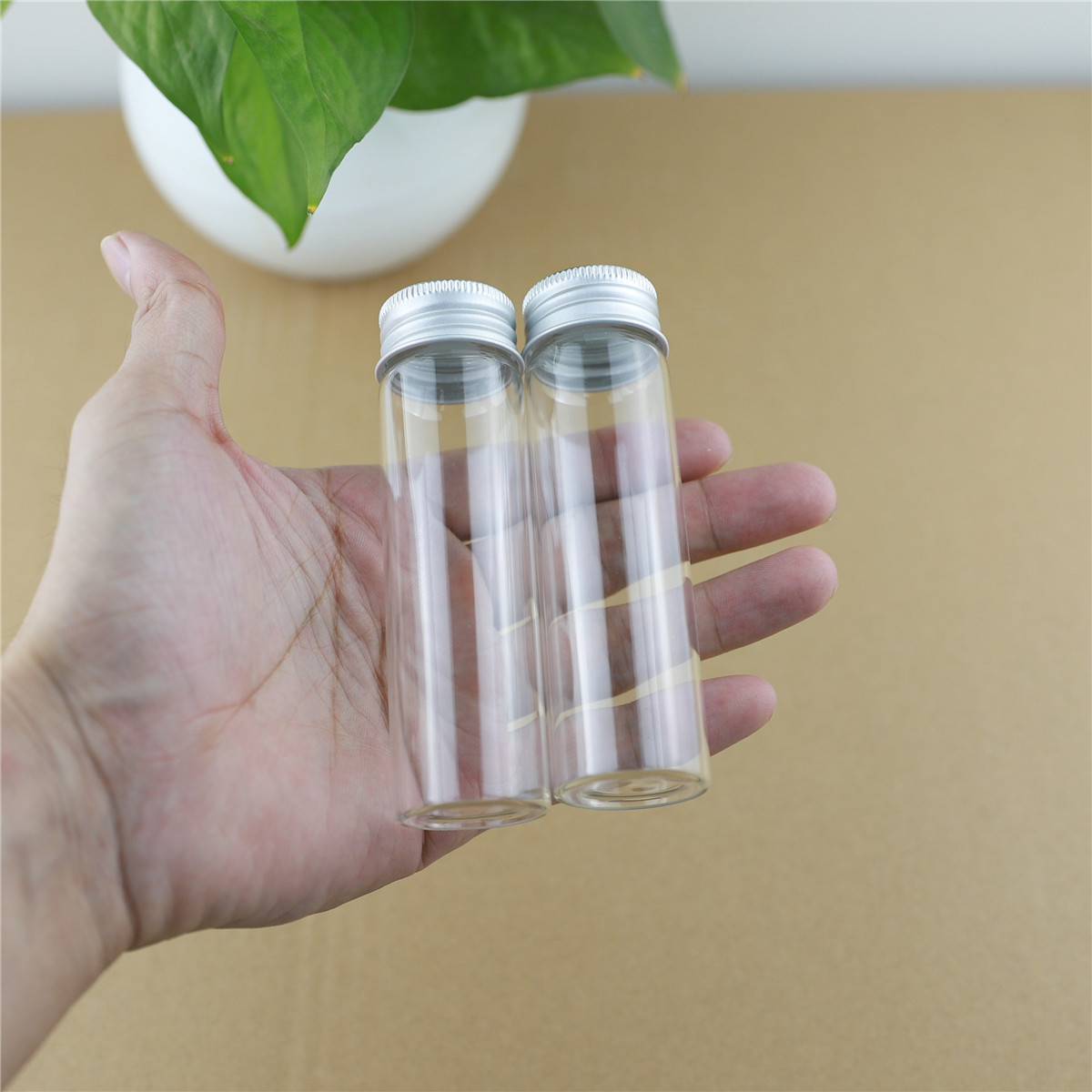 24PCS/lot 30*100mm 50ml Cute Glass Bottles Aluminum Caps Glass Tiny Jars Vials Transparent Glass Containers Perfume Bottles