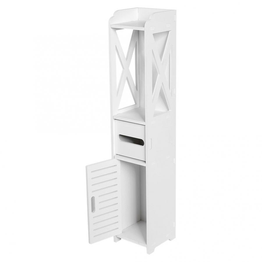 80*15.5*15.5CM Bathroom Toilet Furniture Cabinet White Wood Cupboard Shelf Tissue Storage Rack Cabinet