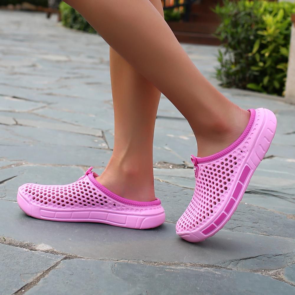 PULOMIES Summer Women Slippers Quick Dry Clogs Outdoor Garden Shoes Female Pool Sandals Bathroom Flip Flops Mules Beach Slippers