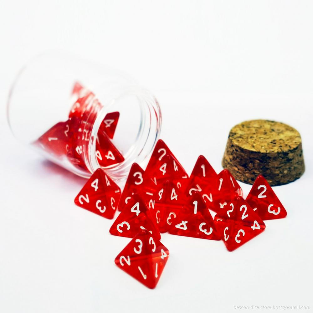 Bescon Standard Sized Transparent Red D4 Dice 20pcs Healing Potion Bottle, 20pcs D4 Health Potion Dungeons and Dragons Accessory