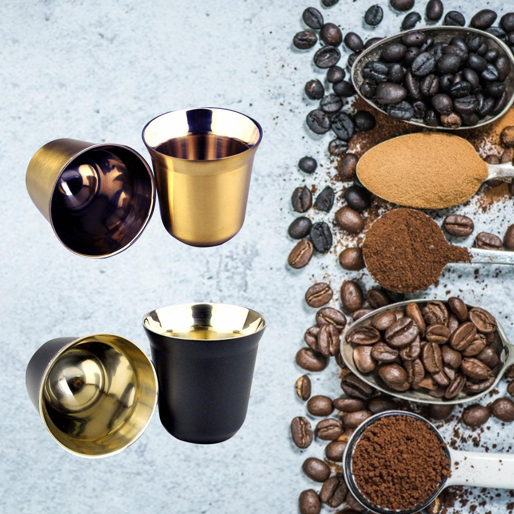 80ml Double Wall Stainless Steel Espresso Cup Insulation Nespresso Pixie Coffee Cup Capsule Shape Cute Thermo Cup Coffee Mugs
