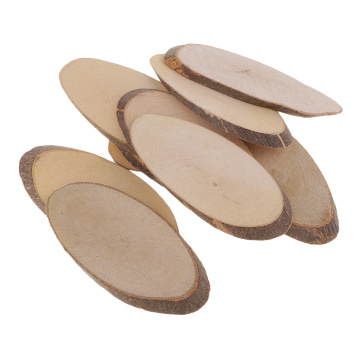 10pc Rustic Natural Wood Log Slices Oval for DIY Crafts Wedding Centerpieces