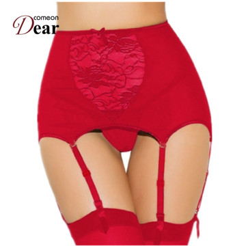 Comeondear Women Lace Thigh-Highs Garter Belt Suspender Lingerie Panties and Belt High Waist Plus Size Suspender Belt PJ5140