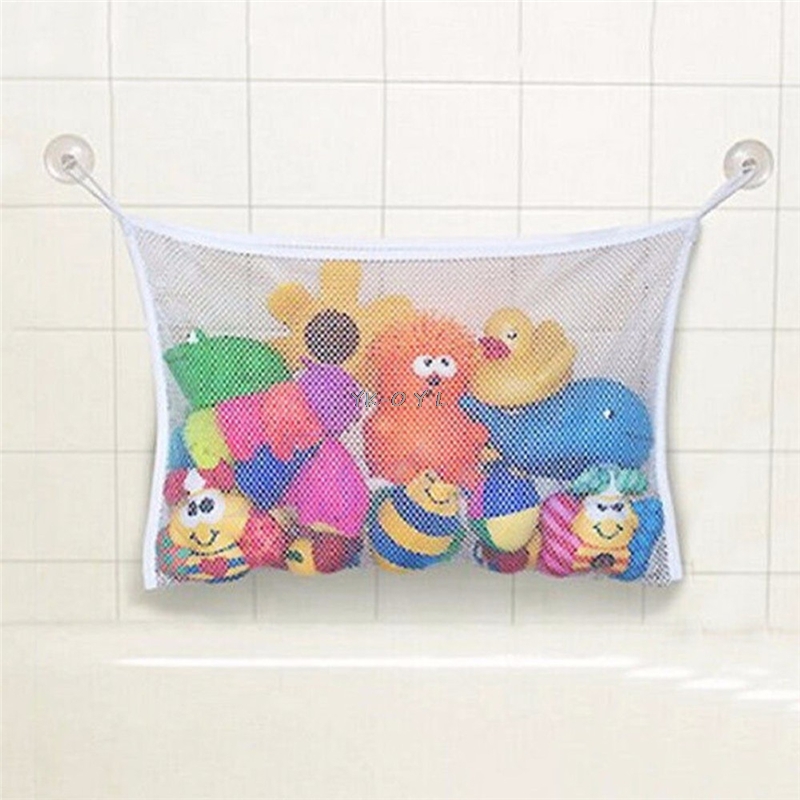 Folding Baby Bathroom Hanging Mesh Bath Toy Storage Bag Net Suction Cup Baskets Shower Toy Polyester Organiser Bags