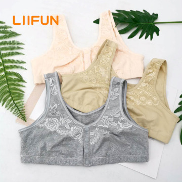 Liifun Soft Cotton Mastectomy Bra Pocket Silicone Breast Forms Bra Backside Deep Concave for Cancer Women Artificial Boobs