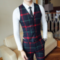 Plaid Wedding Suit 2019 Fashion Check Suit Men Vintage Prom Banquet Suit Men Slim Fit Double Breasted Suit Jacket Vest Pant