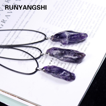 1PC Amethyst Pendant Natural Quartz Stone Raw Crystals For Men Women Jewelry Purple Reiki Mineral Specimen Gift