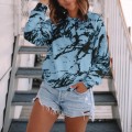 Hillsionly Plus Size T Shirts Fashion Womens Casual Loose O-neck Tie-dye Printed Long Sleeve Tops Girls T-shirt Женские Футболки