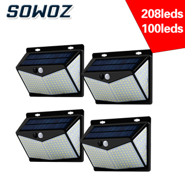 SOWOZ solar led light outdoor 208LED Wall lamps ip65 waterproof solar light Motion sensor street garden light holiday lighting
