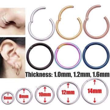 Hinged Septum Clicker Segment Nose Ring Lip Ear Cartilage Ear Helix Body Piercing Jewelry Surgical Steel Ring Hoop