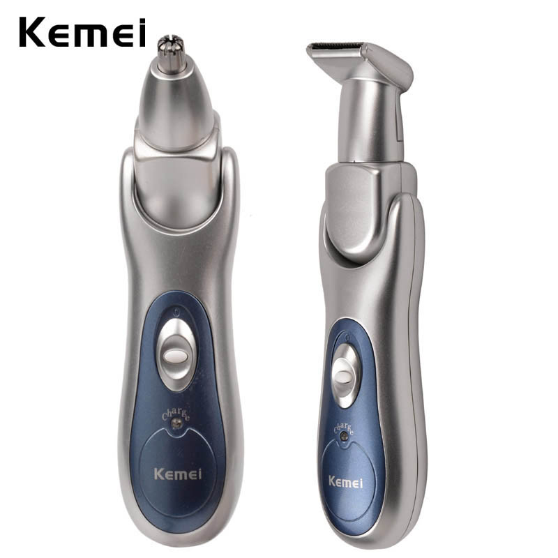 Kemei Rechargeable Nose Trimmer 2 In 1 Hair Clipper Ear Hair Removal Cutter Razor Temple Eyebrow Beard Trimer Safe Face Care