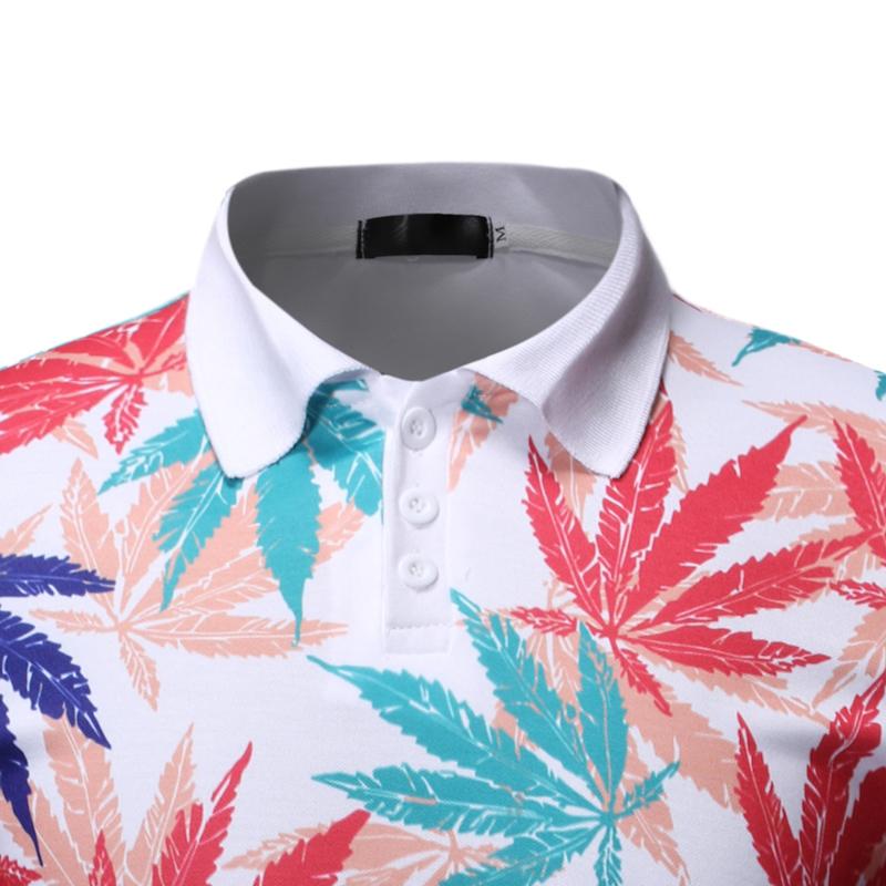 Leaf floral print Polo Shirt Men Tops Business Casual Tees Men Polo Shirt Short sleeve Lapels Men's Clothing