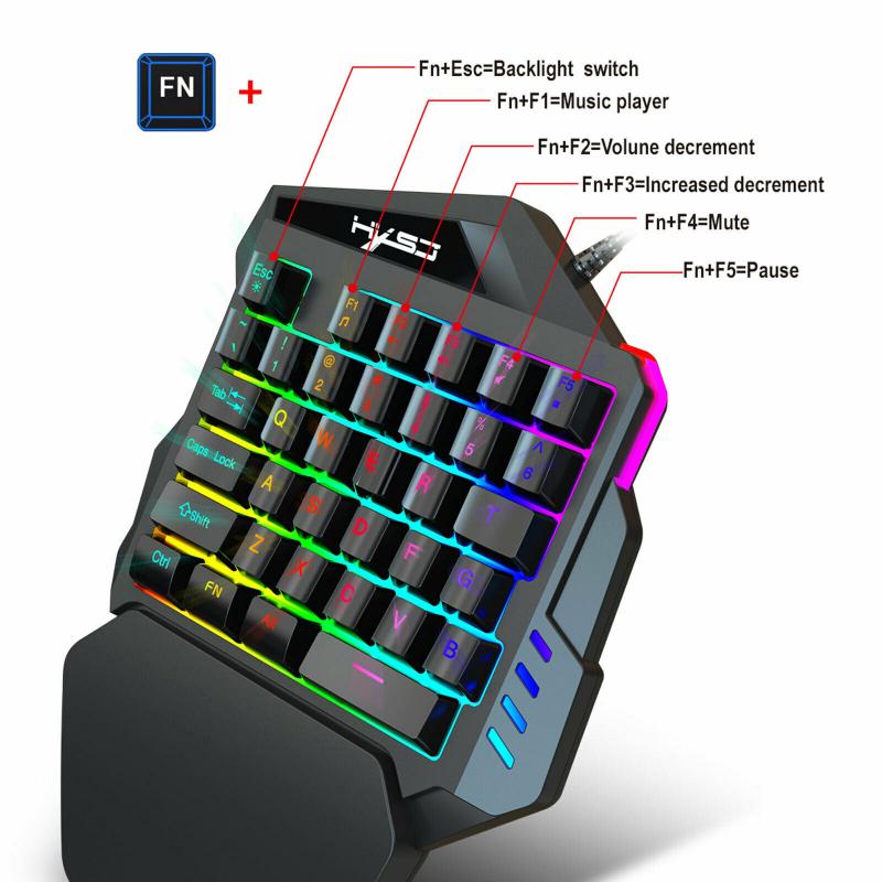 Mobile Phone PUBG Keyboard Mouse One-Handed Game Gaming Keyboard Mouse Keypad with LED Backlight 35 Keys