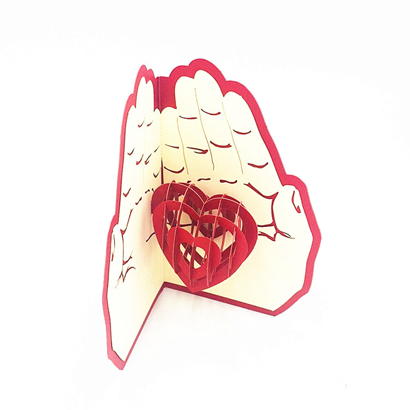Love In Hand 3D Pop Up Card Laser Cut Gifts Greeting Cards With Envelope Handmade Valentines Day Wedding lnvitation Anniversary
