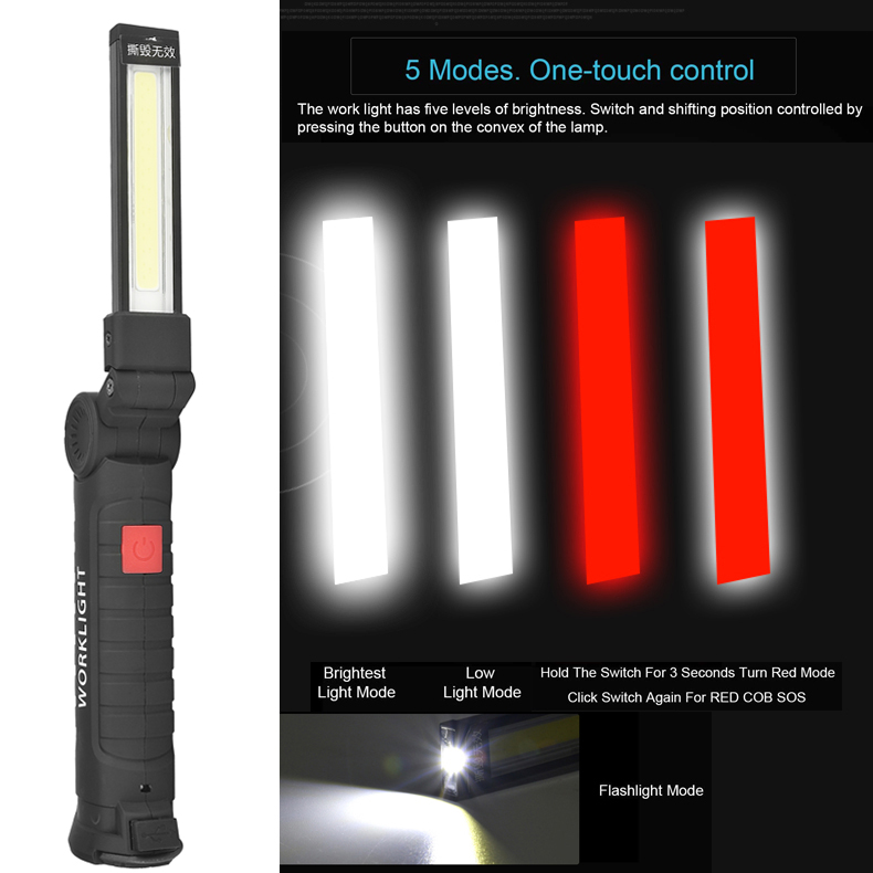 8000LM Work Light USB COB LED flashlight Magnetic 5 modes Ultra Bright torch lamp waterproof for Camping Car Repair