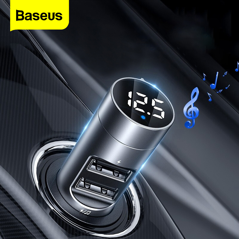 Baseus Car FM Transmitter Modulator Bluetooth 5.0 Car Kit With 3.1A Dual USB Charger Auto Audio MP3 Player Car FM Transmiter