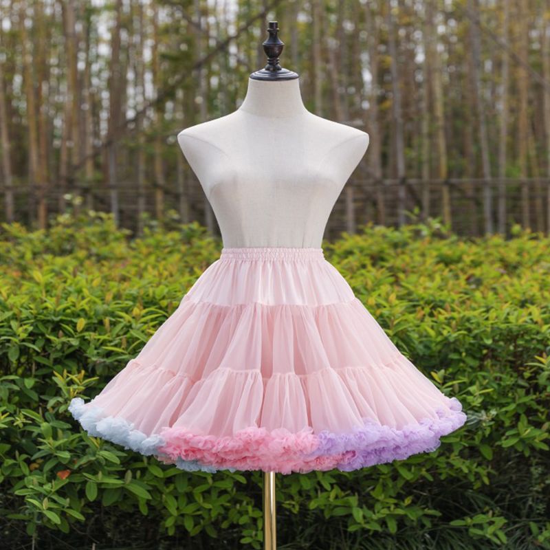 Wedding dress Elastic Waist Puffy Tulle Petticoat Rainbow Cloud Short Tutu Skirt Ballet Dance Pettiskirts Lolita Underskirt