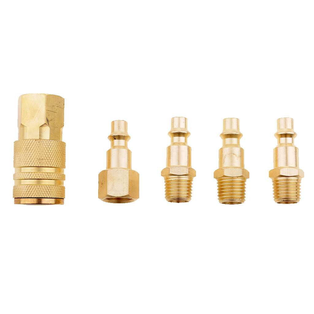 5 Pieces Coupler with Plug Kit 1/4in NPT Compressor Air Tool Hose Connectors