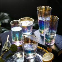Rainbow Crystal Glass Colorful Hammer Finish Highball Beer Glass Ion Plating Wine Cocktail Glass Mug Coffee Cup Heat-resistant