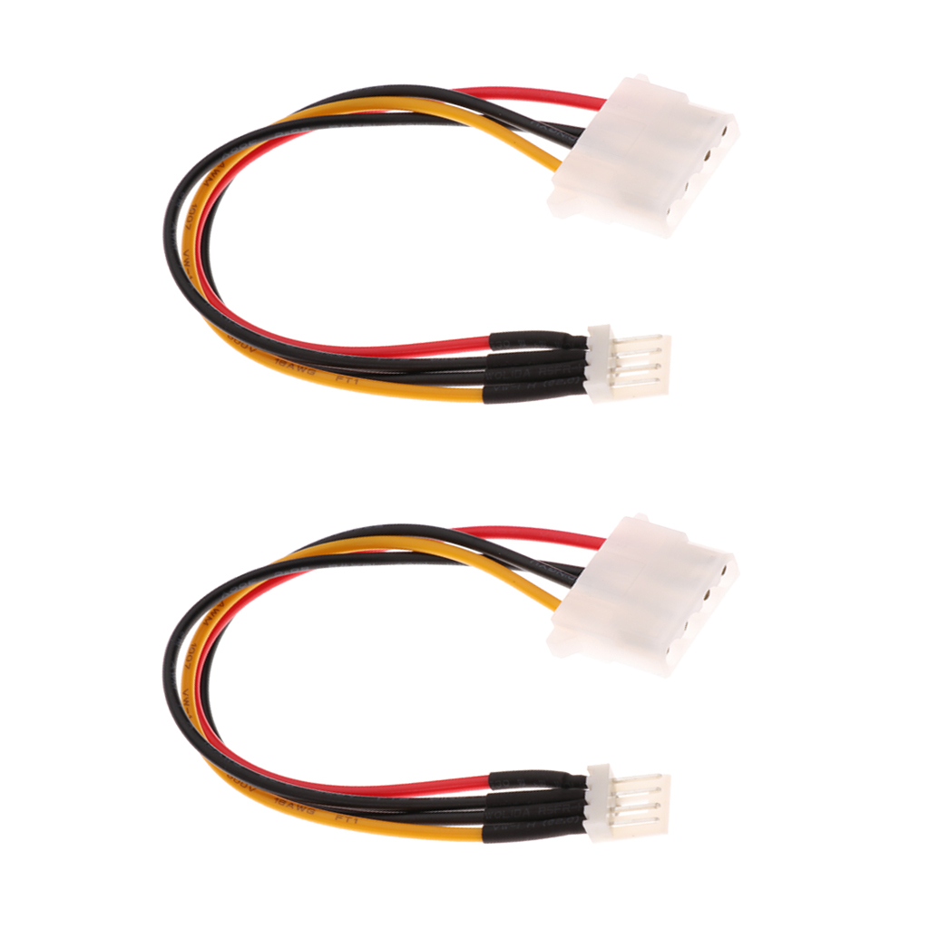 2Pcs 4Pin Floppy Drive Male to 4Pin Female Power Extension Cable Adapter